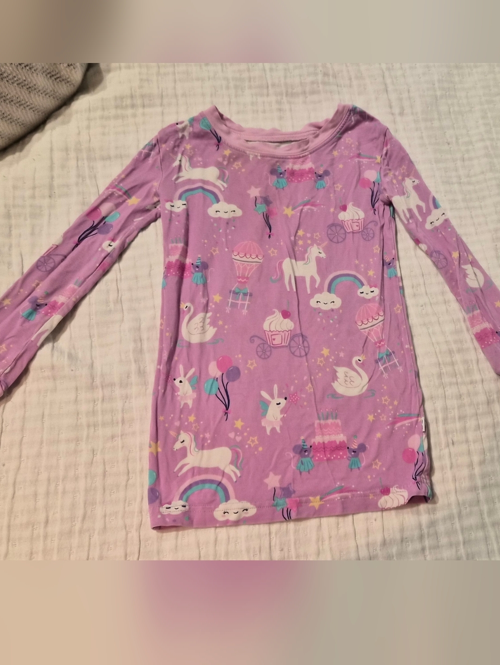 Little Sleepies Girls' Purple Unicorn & Swan Long Sleeve Nightshirt